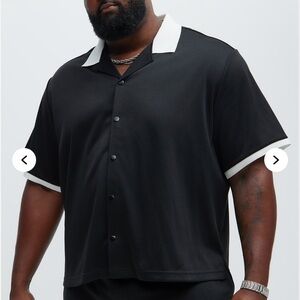 Men's Black and White Casual Button Down Shirt